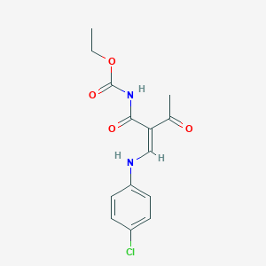 molecular formula C14H15ClN2O4 B7786534 ethyl N-[(2Z)-2-[(4-chloroanilino)methylidene]-3-oxobutanoyl]carbamate 