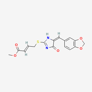 molecular formula C16H14N2O5S B7786547 methyl (E)-4-[[(5E)-5-(1,3-benzodioxol-5-ylmethylidene)-4-oxo-1H-imidazol-2-yl]sulfanyl]but-2-enoate 