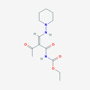 molecular formula C13H21N3O4 B7786777 ethyl N-[(2Z)-3-oxo-2-[(piperidin-1-ylamino)methylidene]butanoyl]carbamate 