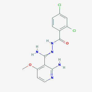 molecular formula C14H13Cl2N5O2 B7786793 N'-(2-amino-4-methoxypyridine-3-carboximidoyl)-2,4-dichlorobenzohydrazide 