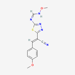 molecular formula C14H13N5O2S B7786807 N-{5-[1-cyano-2-(4-methoxyphenyl)vinyl]-1,3,4-thiadiazol-2-yl}-N'-methoxyiminoformamide 