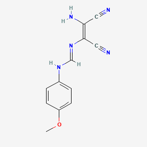 molecular formula C12H11N5O B7787074 (Z)-N'-[(1Z)-2-amino-1,2-dicyanoeth-1-en-1-yl]-N-(4-methoxyphenyl)methanimidamide 
