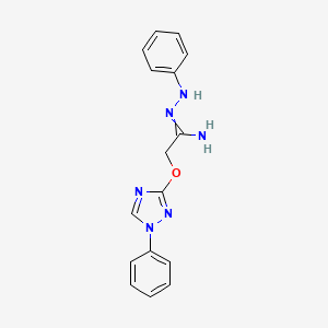 molecular formula C16H16N6O B7787193 N'-anilino-2-[(1-phenyl-1,2,4-triazol-3-yl)oxy]ethanimidamide 