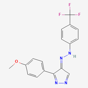 molecular formula C17H13F3N4O B7787221 N-[(E)-[3-(4-methoxyphenyl)pyrazol-4-ylidene]amino]-4-(trifluoromethyl)aniline 