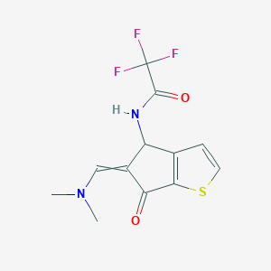 molecular formula C12H11F3N2O2S B7787251 N-{5-[(dimethylamino)methylidene]-6-oxo-4H-cyclopenta[b]thiophen-4-yl}-2,2,2-trifluoroacetamide 