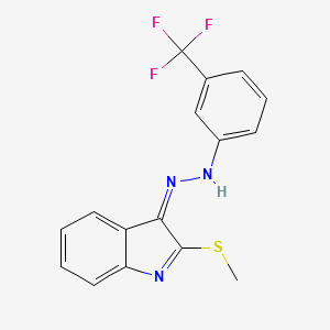 molecular formula C16H12F3N3S B7787272 N-[(Z)-(2-methylsulfanylindol-3-ylidene)amino]-3-(trifluoromethyl)aniline 