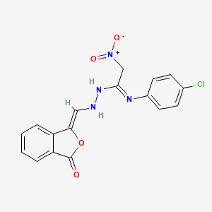 molecular formula C17H13ClN4O4 B7787334 N'-(4-chlorophenyl)-2-nitro-N-[[(Z)-(3-oxo-2-benzofuran-1-ylidene)methyl]amino]ethanimidamide 