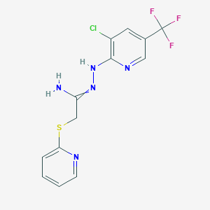 molecular formula C13H11ClF3N5S B7787505 N'-[[3-chloro-5-(trifluoromethyl)pyridin-2-yl]amino]-2-pyridin-2-ylsulfanylethanimidamide 