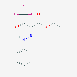 molecular formula C12H11F3N2O3 B7787560 ethyl (2E)-4,4,4-trifluoro-3-oxo-2-(phenylhydrazinylidene)butanoate 