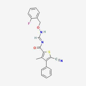 molecular formula C21H16FN3O2S B7787613 5-cyano-N-[[(2-fluorophenyl)methoxyamino]methylidene]-3-methyl-4-phenylthiophene-2-carboxamide 