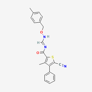 molecular formula C22H19N3O2S B7787617 5-cyano-3-methyl-N-[[(4-methylphenyl)methoxyamino]methylidene]-4-phenylthiophene-2-carboxamide 
