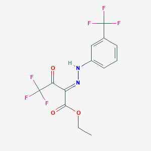 molecular formula C13H10F6N2O3 B7787696 ethyl (2E)-4,4,4-trifluoro-3-oxo-2-[[3-(trifluoromethyl)phenyl]hydrazinylidene]butanoate 