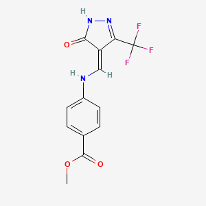 molecular formula C13H10F3N3O3 B7787900 methyl 4-[[(Z)-[5-oxo-3-(trifluoromethyl)-1H-pyrazol-4-ylidene]methyl]amino]benzoate 
