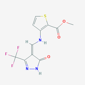 molecular formula C11H8F3N3O3S B7787904 methyl 3-[[(Z)-[5-oxo-3-(trifluoromethyl)-1H-pyrazol-4-ylidene]methyl]amino]thiophene-2-carboxylate 