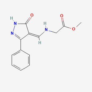 molecular formula C13H13N3O3 B7788048 methyl 2-[[(Z)-(5-oxo-3-phenyl-1H-pyrazol-4-ylidene)methyl]amino]acetate 