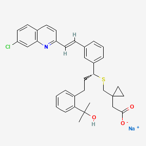 molecular formula C35H35ClNNaO3S B7788094 sodium;2-[1-[[(1R)-1-[3-[(E)-2-(7-chloroquinolin-2-yl)ethenyl]phenyl]-3-[2-(2-hydroxypropan-2-yl)phenyl]propyl]sulfanylmethyl]cyclopropyl]acetate 