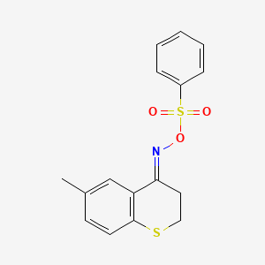 molecular formula C16H15NO3S2 B7788105 N-(6-methyl-2,3-dihydro-4H-thiochromen-4-yliden)-N-[(phenylsulfonyl)oxy]amine 