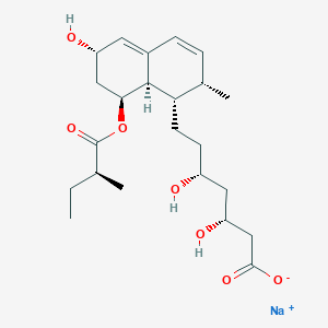 molecular formula C23H35NaO7 B7788146 sodium;(3R,5R)-7-[(1S,2S,6S,8S,8aR)-6-hydroxy-2-methyl-8-[(2S)-2-methylbutanoyl]oxy-1,2,6,7,8,8a-hexahydronaphthalen-1-yl]-3,5-dihydroxyheptanoate 