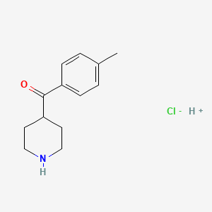molecular formula C13H18ClNO B7788752 Hydron;(4-methylphenyl)-piperidin-4-ylmethanone;chloride 