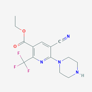 Ethyl 5-cyano-6-(piperazin-1-yl)-2-(trifluoromethyl)nicotinate
