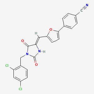 molecular formula C22H13Cl2N3O3 B7789104 4-(5-{(Z)-[1-(2,4-dichlorobenzyl)-2,5-dioxoimidazolidin-4-ylidene]methyl}furan-2-yl)benzonitrile 