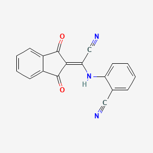 molecular formula C18H9N3O2 B7789478 2-[[cyano-(1,3-dioxoinden-2-ylidene)methyl]amino]benzonitrile 