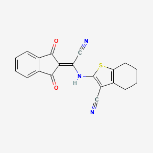 molecular formula C20H13N3O2S B7789489 2-[[cyano-(1,3-dioxoinden-2-ylidene)methyl]amino]-4,5,6,7-tetrahydro-1-benzothiophene-3-carbonitrile 