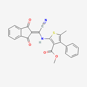 molecular formula C24H16N2O4S B7789493 methyl 2-[[cyano-(1,3-dioxoinden-2-ylidene)methyl]amino]-5-methyl-4-phenylthiophene-3-carboxylate 