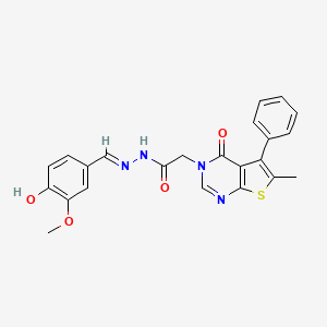 molecular formula C23H20N4O4S B7789584 N-[(E)-(4-hydroxy-3-methoxyphenyl)methylideneamino]-2-(6-methyl-4-oxo-5-phenylthieno[2,3-d]pyrimidin-3-yl)acetamide 