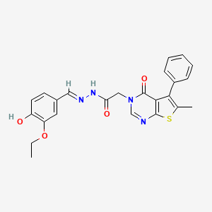 molecular formula C24H22N4O4S B7789596 N-[(E)-(3-ethoxy-4-hydroxyphenyl)methylideneamino]-2-(6-methyl-4-oxo-5-phenylthieno[2,3-d]pyrimidin-3-yl)acetamide 