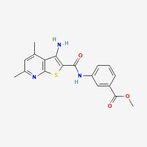molecular formula C18H17N3O3S B7789778 METHYL 3-{3-AMINO-4,6-DIMETHYLTHIENO[2,3-B]PYRIDINE-2-AMIDO}BENZOATE 