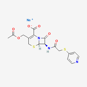 molecular formula C17H16N3NaO6S2 B7790470 sodium;(6R,7R)-3-(acetyloxymethyl)-8-oxo-7-[(2-pyridin-4-ylsulfanylacetyl)amino]-5-thia-1-azabicyclo[4.2.0]oct-2-ene-2-carboxylate 