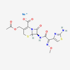 molecular formula C16H16N5NaO7S2 B7790501 sodium;(6R,7R)-3-(acetyloxymethyl)-7-[[(2E)-2-(2-amino-1,3-thiazol-4-yl)-2-methoxyiminoacetyl]amino]-8-oxo-5-thia-1-azabicyclo[4.2.0]oct-2-ene-2-carboxylate 