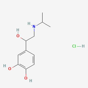 molecular formula C11H17NO3.ClH<br>C11H18ClNO3 B7790508 Isoprenaline hydrochloride CAS No. 1336-89-6