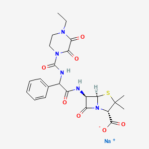 molecular formula C23H26N5NaO7S B7790731 sodium;(2S,5R,6R)-6-[[2-[(4-ethyl-2,3-dioxopiperazine-1-carbonyl)amino]-2-phenylacetyl]amino]-3,3-dimethyl-7-oxo-4-thia-1-azabicyclo[3.2.0]heptane-2-carboxylate 