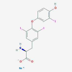 molecular formula C15H11I3NNaO4 B7790751 sodium;(2S)-2-amino-3-[4-(4-hydroxy-3-iodophenoxy)-3,5-diiodophenyl]propanoate 