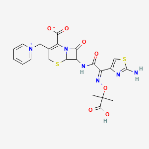 molecular formula C22H22N6O7S2 B7790999 7-{[(2E)-2-(2-amino-1,3-thiazol-4-yl)-2-{[(2-carboxypropan-2-yl)oxy]imino}acetyl]amino}-8-oxo-3-(pyridinium-1-ylmethyl)-5-thia-1-azabicyclo[4.2.0]oct-2-ene-2-carboxylate 