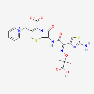 7-{[(2E)-2-(2-amino-1,3-thiazol-4-yl)-2-{[(2-carboxypropan-2-yl)oxy]imino}acetyl]amino}-8-oxo-3-(pyridinium-1-ylmethyl)-5-thia-1-azabicyclo[4.2.0]oct-2-ene-2-carboxylate