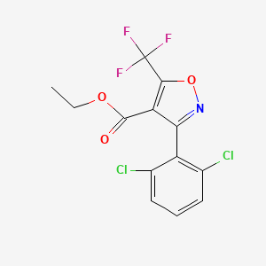 molecular formula C13H8Cl2F3NO3 B7791080 4-Isoxazolecarboxylic acid, 3-(2,6-dichlorophenyl)-5-(trifluoromethyl)-, ethyl ester CAS No. 157951-17-2