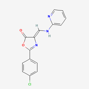 molecular formula C15H10ClN3O2 B7791315 (4Z)-2-(4-chlorophenyl)-4-[(pyridin-2-ylamino)methylidene]-1,3-oxazol-5-one 