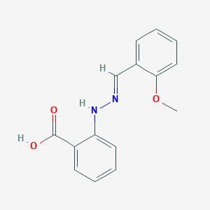 molecular formula C15H14N2O3 B7792816 2-[(E)-2-[(2-methoxyphenyl)methylidene]hydrazin-1-yl]benzoicacid 