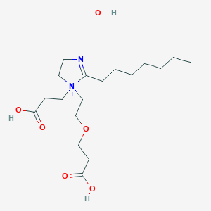 molecular formula C18H34N2O6 B077930 1-(2-(2-Carboxyethoxy)ethyl)-1-(2-carboxyethyl)-2-heptylimidazolin-2-ium hydroxide CAS No. 14356-50-4