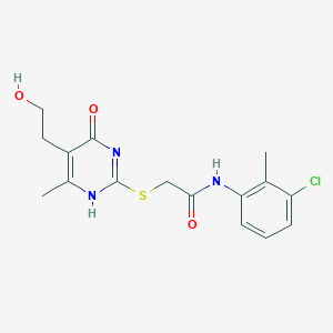 molecular formula C16H18ClN3O3S B7793056 N-(3-chloro-2-methylphenyl)-2-[[5-(2-hydroxyethyl)-6-methyl-4-oxo-1H-pyrimidin-2-yl]sulfanyl]acetamide 