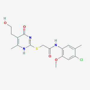 molecular formula C17H20ClN3O4S B7793061 N-(4-chloro-2-methoxy-5-methylphenyl)-2-[[5-(2-hydroxyethyl)-6-methyl-4-oxo-1H-pyrimidin-2-yl]sulfanyl]acetamide 