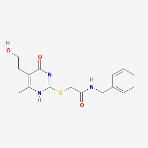 molecular formula C16H19N3O3S B7793068 N-benzyl-2-[[5-(2-hydroxyethyl)-6-methyl-4-oxo-1H-pyrimidin-2-yl]sulfanyl]acetamide 