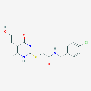 molecular formula C16H18ClN3O3S B7793077 N-[(4-chlorophenyl)methyl]-2-[[5-(2-hydroxyethyl)-6-methyl-4-oxo-1H-pyrimidin-2-yl]sulfanyl]acetamide 