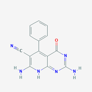 molecular formula C14H10N6O B7794216 2,7-diamino-4-oxo-5-phenyl-8H-pyrido[2,3-d]pyrimidine-6-carbonitrile 