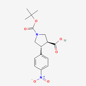 molecular formula C16H20N2O6 B7794311 Trans-1-Boc-4-(4-nitrophenyl)pyrrolidine-3-carboxylic acid 
