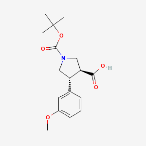 molecular formula C17H23NO5 B7794329 BOC-(+/-)-TRANS-4-(3-METHOXY-PHENYL)-PYRROLIDINE-3-CARBOXYLIC ACID 