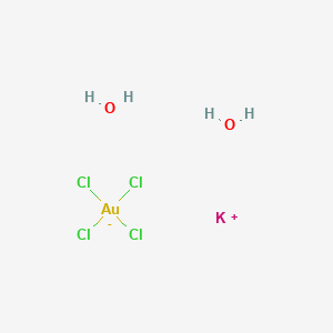 molecular formula AuCl4.2H2O.K<br>AuCl4H4KO2 B077950 Potassium;tetrachlorogold(1-);dihydrate CAS No. 13005-39-5